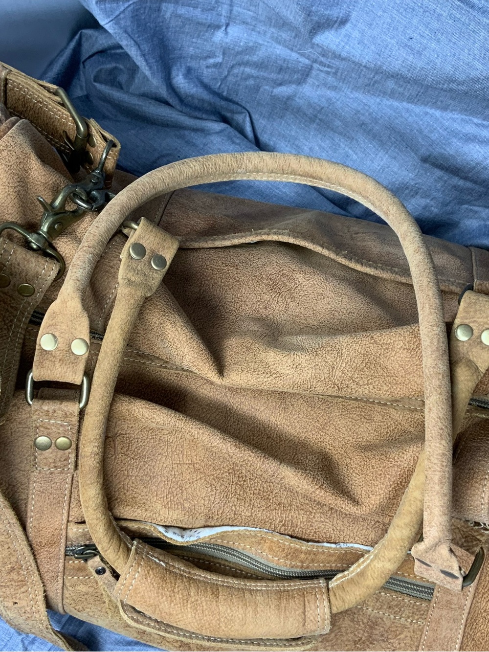 Myra NWOT Leather Duffel Bag - Classic Travel Weekender - Picture 8 of 16